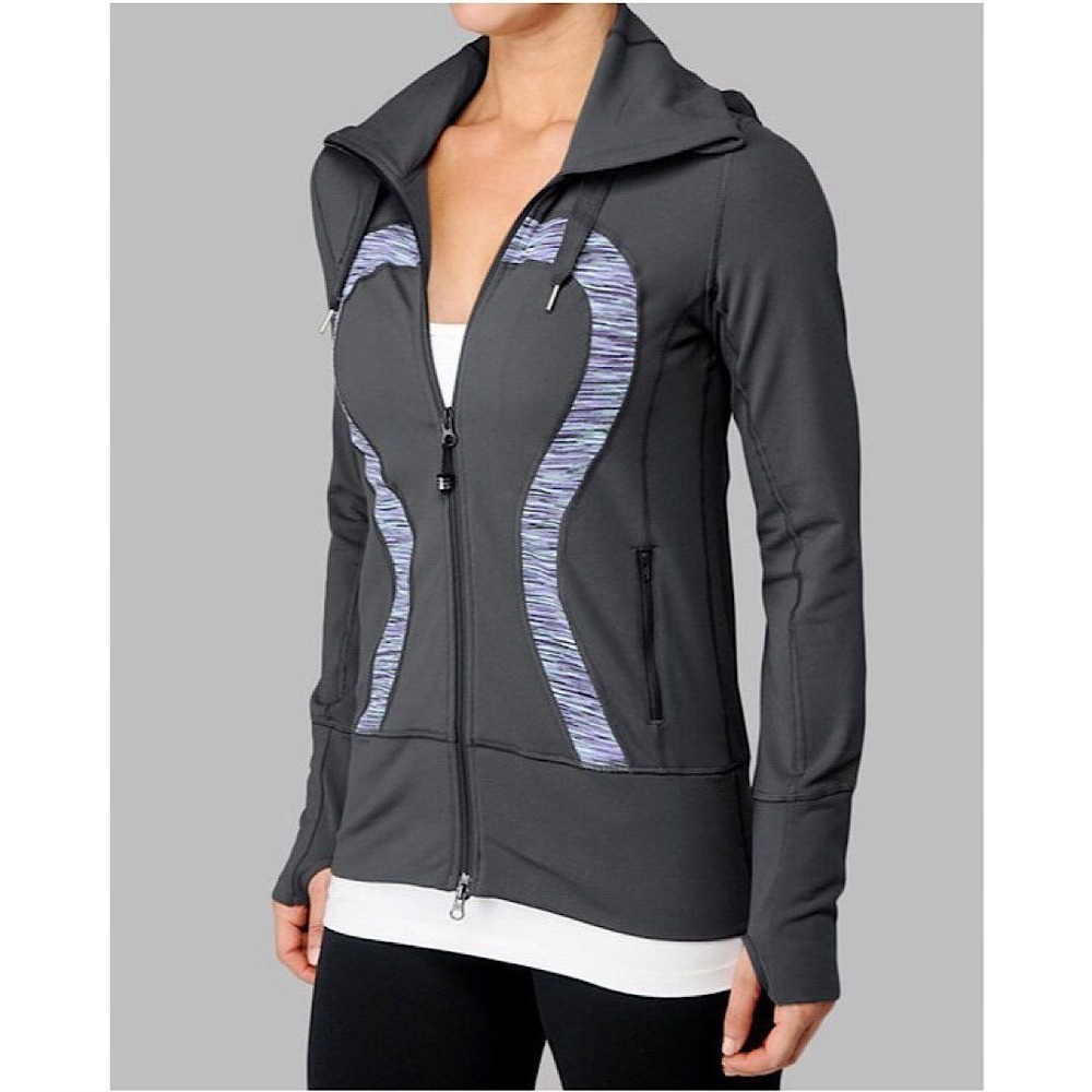 Lululemon Jacket Womens 4 Stride Full Zip Hoodie Lavender Gray Y2K Athletic